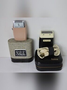 chic Ronson and Schick Vintage Electric Shavers in Black, Cream, Pink